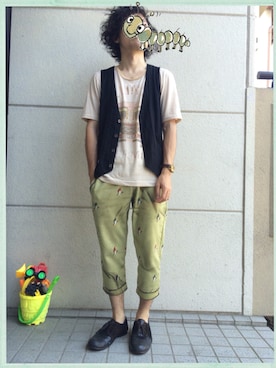 「SHAREEF（シャリーフ）のアイテム（その他シューズ）」を使った、kakuriさん（メンズ・164cm）の夏コーディネート