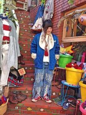 「キルトジャケット」｜「アイテム（アクセサリー）」を使った、C▲na ?さん（レディース・160cm）の冬コーディネート