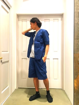 「MK MICHEL KLEIN HOMME （エムケーミッシェルクランオム）のアイテム（パンツ）」を使った、fujimiさん（メンズ・180cm）の夏コーディネート