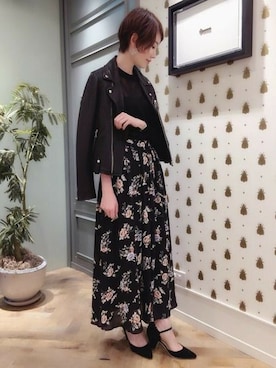 「A part by（アパートバイ）のアイテム（ライダースジャケット）」を使った、kiiさん（レディース・165cm）の秋コーディネート
