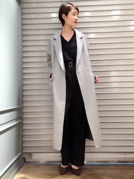 「アパートバイローリーズ」｜「アイテム（チェスターコート）」を使った、kiiさん（レディース・165cm）の秋コーディネート