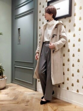 「A part by（アパートバイ）のアイテム（ムートンコート）」を使った、kiiさん（レディース・165cm）の秋コーディネート
