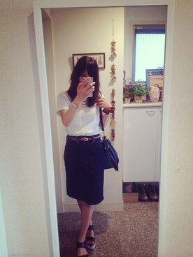 「アイテム（アナログ腕時計、ピンク系）」を使った、chiichikiさん（レディース・154cm）の夏コーディネート