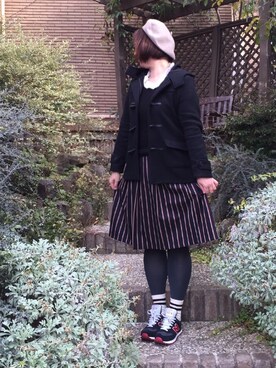 「PAR ICI」｜「アイテム（ハンチング/ベレー帽）」を使った、鮎さん（レディース・164cm）の冬コーディネート