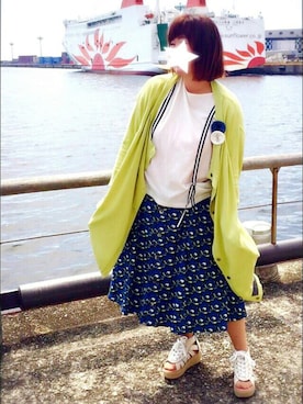 「mercibeaucoup,（メルシーボークー）のアイテム（カーディガン/ボレロ）」を使った、鮎さん（レディース・164cm）の春コーディネート