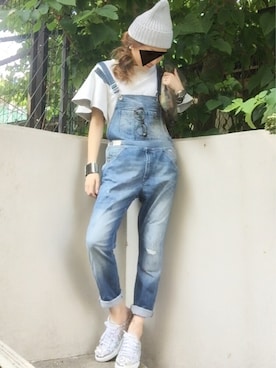 「シルバーシューズ」｜「アイテム（ニットキャップ/ビーニー）」を使った、mueさん（レディース・158cm）の夏コーディネート