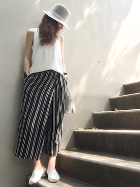 「rag & bone（ラグアンドボーン）のアイテム（帽子）」を使った、mueさん（レディース・158cm）の夏コーディネート