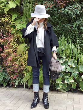 「rag & bone（ラグアンドボーン）のアイテム（帽子）」を使った、mueさん（レディース・158cm）の冬コーディネート