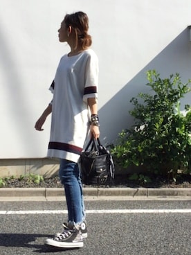 「スウェットワンピース」｜「アイテム（財布/小物）」を使った、mueさん（レディース・158cm）の夏コーディネート