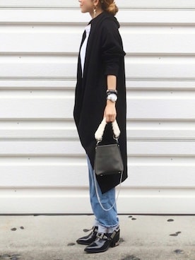 「simple」｜「アイテム（その他アウター）」を使った、mueさん（レディース・158cm）の秋コーディネート