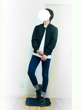 「GU（ジーユー）の（GU）スキニーフィットジーンズ（MEN ⁄ ジーンズ）」を使った、しゅんちゃんさん（メンズ・169cm）の秋コーディネート