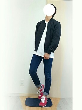 「GU（ジーユー）の（GU）スキニーフィットジーンズ（MEN ⁄ ジーンズ）」を使った、しゅんちゃんさん（メンズ・169cm）の秋コーディネート