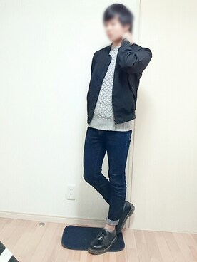 「GU（ジーユー）の（GU）スキニーフィットジーンズ（MEN ⁄ ジーンズ）」を使った、しゅんちゃんさん（メンズ・169cm）の秋コーディネート