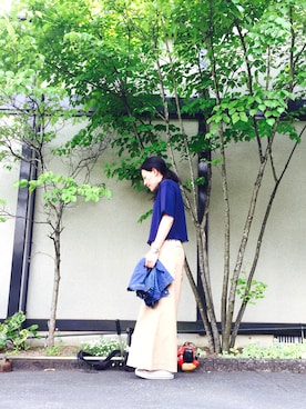 「袴パンツ」｜「アイテム（デニムジャケット）」を使った、ぱこさん（レディース・167cm）の春コーディネート