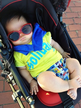 「アイテム（ママ＆ベビー、グリーン系）」を使った、ta2さん（キッズ・70cm）の秋コーディネート