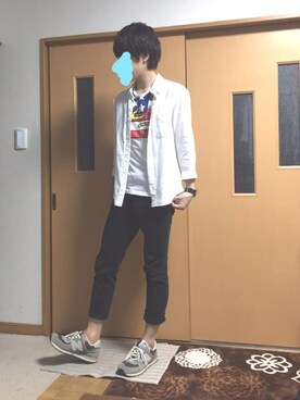 「WEGO（ウィゴー）のWEGO/ライクラツイルスキニーパンツ（その他パンツ）」を使った、ぽんひろ🐥🐥さん（メンズ・168cm）の夏コーディネート
