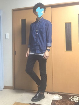 「WEGO（ウィゴー）のWEGO/ライクラツイルスキニーパンツ（その他パンツ）」を使った、ぽんひろ🐥🐥さん（メンズ・168cm）の秋コーディネート