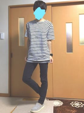 「WEGO（ウィゴー）のWEGO/ライクラツイルスキニーパンツ（その他パンツ）」を使った、ぽんひろ🐥🐥さん（メンズ・168cm）の夏コーディネート