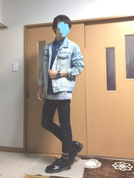 「WEGO（ウィゴー）のWEGO/ライクラツイルスキニーパンツ（その他パンツ）」を使った、ぽんひろ🐥🐥さん（メンズ・166cm）の秋コーディネート