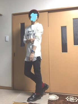「WEGO（ウィゴー）のWEGO/ライクラツイルスキニーパンツ（その他パンツ）」を使った、ぽんひろ🐥🐥さん（メンズ・166cm）の秋コーディネート