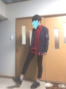 「アイテム（MA-1）」を使った、ぽんひろ🐥🐥さん（メンズ・166cm・20代）の秋コーディネート