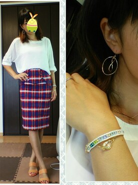 「TWNROOM（ツインルーム）のアイテム（スカート）」を使った、やなぎさん（レディース・160cm）の夏コーディネート