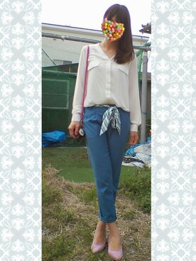 「grove（グローブ）のアイテム（スラックス）」を使った、やなぎさん（レディース・160cm）の春コーディネート