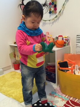 「BIT'Z（ビッツ）のアイテム（スウェット）」を使った、うりんこ。さん（キッズ・80cm）の冬コーディネート