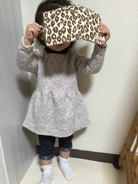 「アイテム（タイツ/ストッキング、ブルー系）」を使った、miperoさん（キッズ・70cm）の春コーディネート