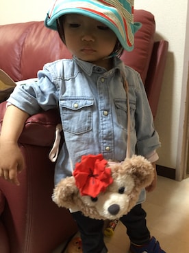 「アイテム（タイツ/ストッキング、ブルー系）」を使った、miperoさん（キッズ・70cm）の春コーディネート