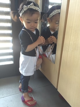 「アイテム（タイツ/ストッキング、ブルー系）」を使った、miperoさん（キッズ・80cm）の夏コーディネート