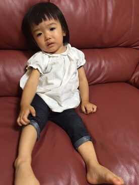 「アイテム（タイツ/ストッキング、ブルー系）」を使った、miperoさん（キッズ・80cm）の夏コーディネート