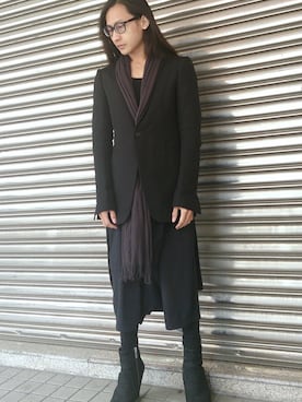 「RICK OWENS」｜「アイテム（フォーマルスーツ/小物）」を使った、Ravenさん（メンズ・161cm）の春コーディネート