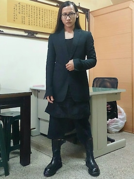 「RICK OWENS」｜「アイテム（フォーマルスーツ/小物）」を使った、Ravenさん（メンズ・161cm）の夏コーディネート