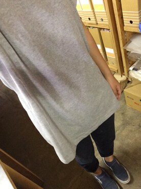 「UNIQLO（ユニクロ）のMEN ドライカラークルーネックT（半袖）（Tシャツ/カットソー、ホワイト系）」を使った、あやさん（レディース・162cm）の夏コーディネート