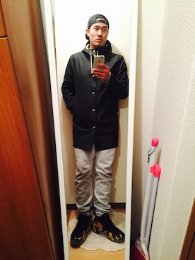 「STUTTERHEIM（ストゥッテルハイム）のアイテム（その他アウター）」を使った、Kento Shibataさん（メンズ・174cm）の冬コーディネート