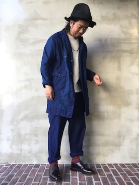 「VOO（ヴォー）のアイテム（ステンカラーコート）」を使った、OTOGI_Fukuokaさん（メンズ・177cm）の秋コーディネート