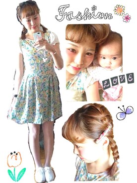 「BLUE BLUE（ブルーブルー）のアイテム（ヘアアクセサリー）」を使った、ぽんかなさん（レディース・164cm）の夏コーディネート