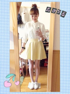 「SM2（エスエムツー）のブラウス（シャツ/ブラウス、ホワイト系）」を使った、ぽんかなさん（レディース・164cm）の夏コーディネート