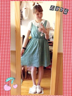 「SM2（エスエムツー）のアイテム（Tシャツ/カットソー、ホワイト系）」を使った、ぽんかなさん（レディース・164cm）の夏コーディネート