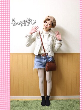 「SM2（エスエムツー）のミニハイネックブラウス（シャツ/ブラウス、ベージュ系）」を使った、ぽんかなさん（レディース・164cm）の秋コーディネート