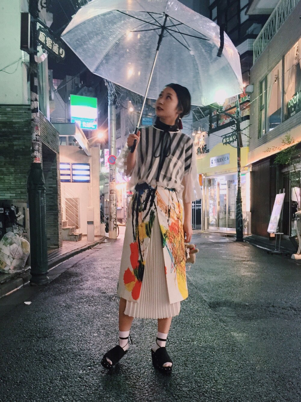 TARO HORIUCHI フェイスモチーフ　プリントスカート TARO HORIUCHI】カットアウトプリーツスカート Cutout Pleats