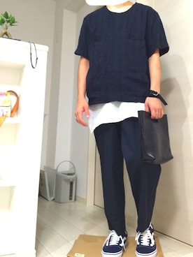 「COMME des GARCONS HOMME DEUX（コムデギャルソンオムドゥ）のアイテム（その他パンツ）」を使った、myucさん（メンズ・170cm）の秋コーディネート