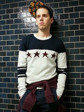 「TOPMAN（トップマン）のアイテム（帽子）」を使った、TOPMAN プロモーション クレイさん（メンズ・178cm）の秋コーディネート