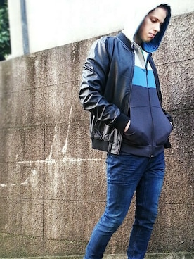 「TOPMAN（トップマン）のアイテム（ブルゾン）」を使った、TOPMAN プロモーション クレイさん（メンズ・178cm）の秋コーディネート