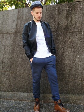 「TOPMAN（トップマン）のアイテム（ブルゾン）」を使った、TOPMAN プロモーション クレイさん（メンズ・178cm）の春コーディネート