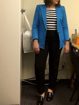 「stripes」｜「アイテム（スラックス）」を使った、mandarkさん（レディース・157cm）の秋コーディネート