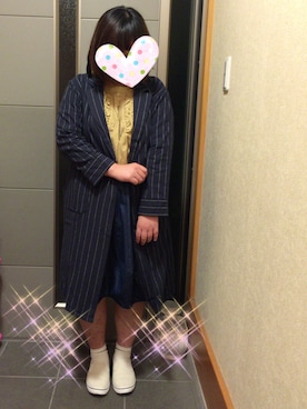 「AS KNOW AS plus（アズノゥアズプラス）のアイテム（デニムスカート、ブルー系）」を使った、かりんさん（レディース・157cm）の秋コーディネート