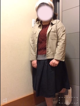 「E hyphen world gallery（イーハイフンワールドギャラリー）のアイテム（ニット/セーター、レッド系）」を使った、かりんさん（レディース・157cm）の秋コーディネート