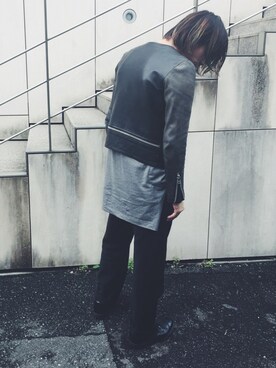「A.P.C.（アーペーセー）のアイテム（その他シューズ）」を使った、加藤文将さん（メンズ・170cm）の秋コーディネート